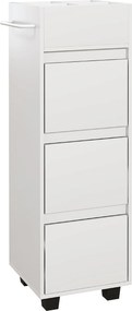 HOMCOM Armário Estreito para Casa de Banho com 3 Gavetas, 4 Compartimentos Superiores e Toalheiro 35x30x90 cm Branco | Aosom Portugal