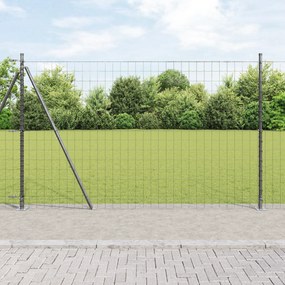 Cerca Euro com 7 Postes Flangeados 1,5x10 m Aço Galvanizado