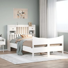 Cama sem colchão 135x190 cm madeira de pinho maciça branco