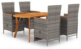 vidaXL 5 pcs conjunto de jantar para jardim cinzento