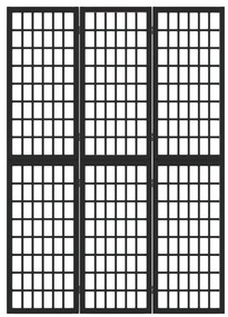 Biombo dobrável com 3 painéis estilo japonês 120x170 cm preto
