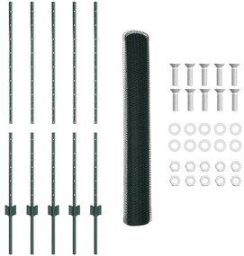 Postes de Cerca vidaXL 5 pcs U-Channel Verde 120 cm Aço