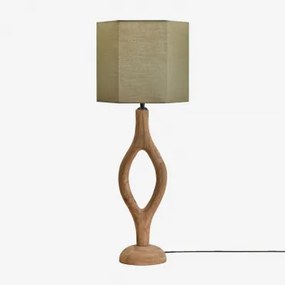 Candeeiro De Mesa Em Madeira De Manga Gracia Madeira De Manga & Sage Green Ø30 Cm Tenerife - Sklum