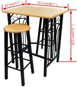 Conjunto de jantar com mesa madeira bronze e aço preto