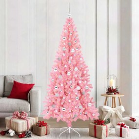 vidaXL Árvore de Natal com 300 LEDs com suporte Rosa 210 cm PVC