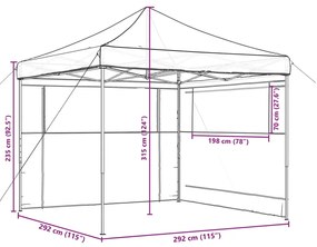 Tenda para festas pop-up dobrável com 2 paredes laterais bordô