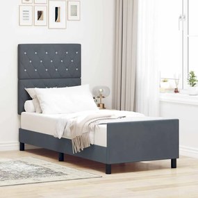 vidaXL Cama Box com cabeceira Cinzento escuro 80 x 200 cm Veludo