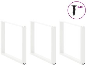 Pés de mesa de jantar em forma de U, 3 peças, branco, 100x (72-73) cm,