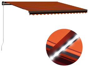 vidaXL Toldo retrátil manual com LED 450x300 cm laranja e castanho