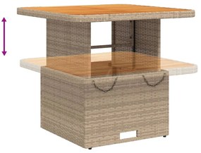 3 pcs conjunto de jantar p/ jardim com almofadões vime PE bege