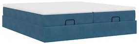 Estrutura cama otomana colchões 180x200 cm veludo azul escuro