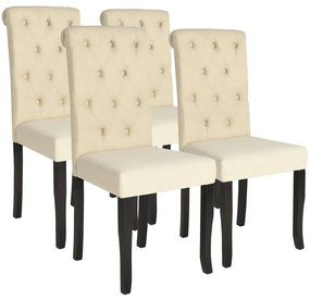 vidaXL Cadeiras de jantar 4 pcs tecido cor creme