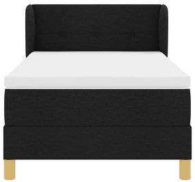 Cama Box Spring com Colchão - Preto, 90x190 cm, Tecido