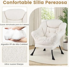 Poltrona com pufe moderna com apoio de pés rebatível Apoio de cabeça rebatível Almofada de apoio de braços Cadeira estofada para sala de estar Quarto