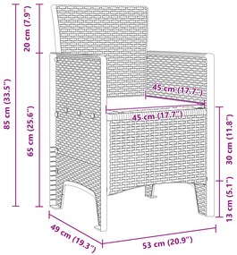 Conjunto de Jantar de 11 Peças com Almofadas Marrom Polirattan, Mesa p