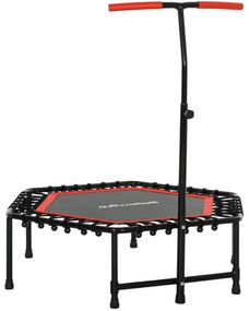SPORTNOW Trampolim Fitness 114x114x132 cm com Guiador Ajustável em 3 Níveis Estrutura de Aço para Treino de Perna Corpo Vermelho