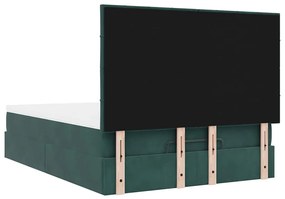 Estrutura cama otomana colchões 140x200 cm veludo verde escuro