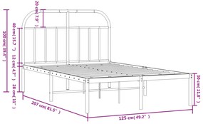 Estrutura de cama com cabeceira 120x200 cm metal branco