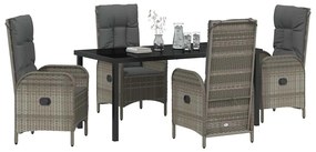 Conjunto de Jantar de Jardim com 5 Peças em Rattan Poliéster Cinza