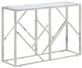 vidaXL Mesa consola aço inoxidável e vidro temperado prateado