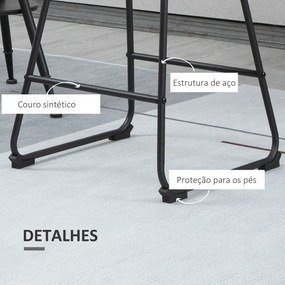 HOMCOM Conjunto de 2 Bancos Altos de Cozinha Estofados em PU Bancos de Bar com Base Antiderrapante e Apoio para os Pés Estilo Moderno Carga Máxima 120kg 43x43x97,5cm Preto
