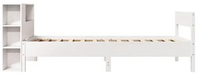 Cama com estante sem colchão 75x190 cm pinho maciço branco