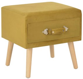 Mesa-de-cabeceira 40x35x40 cm veludo mostarda