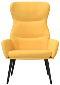 Cadeira de descanso com banco tecido amarelo mostarda