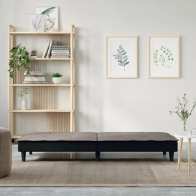 Sofá-cama tecido cinzento-acastanhado