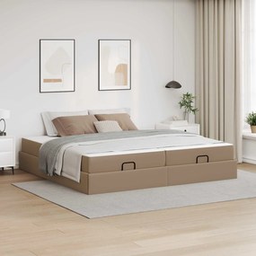 vidaXL Estrutura de cama com colchão com colchão 2 pcs Bronzeado PVC
