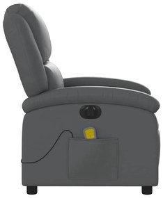 Poltrona massagens reclinável elétrica couro artif. cinzento