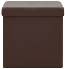 Bancos de arrumação dobráveis 2 pcs PVC castanho