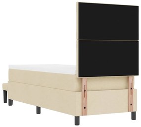 Cama Box Spring com Colchão e Banco Creme 80x200 cm Tecido