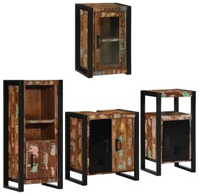 vidaXL Conjunto de Móveis para Banheiro com prateleira com porta 4 pcs