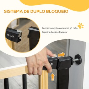 Barreira de Segurança para Cães Extensível para Escadas e Portas 75-103cm Barreira de Segurança com 2 Extensões de Aço Fechamento Automático e Sistema