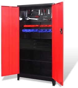 Armário de ferramentas 90x40x180 cm vermelho e preto