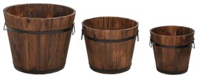 3 pcs conjunto de vasos em forma de balde abeto maciço