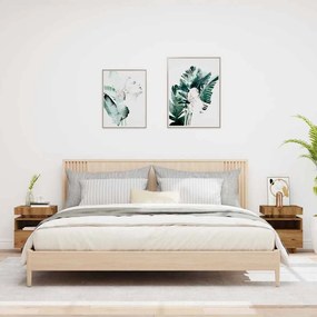 Mesas cabeceira c/luzes LED 2pc 40x39x48,5cm carvalho artisiano
