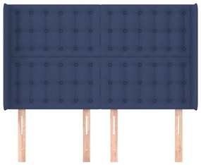 Cabeceira de cama c/ abas tecido 147x16x118/128 cm azul