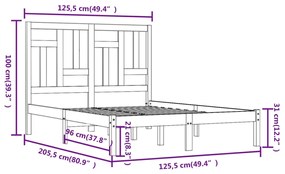 Estrutura de cama 120x200 cm madeira de pinho maciça cinzento