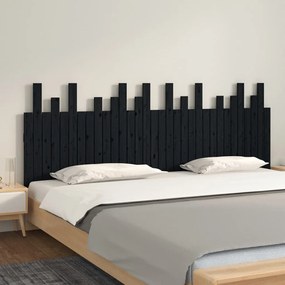 Cabeceira de parede 204x3x80 cm madeira de pinho maciça preto