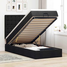 vidaXL Estrutura de cama otomana com colchão preto 80x200cm tecido