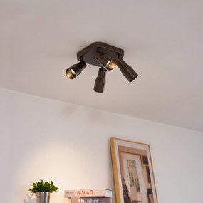 Foco de teto quadrado bronze escuro GU10 50mm 4 luzes - Stanley