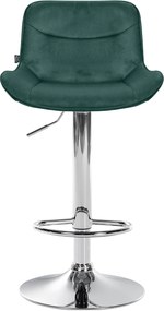 Banco alto em veludo com estrutura prateada 85-106 x 49 x 51 cm verde