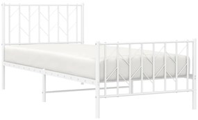 Estrutura de cama com cabeceira e pés 90x190 cm metal branco