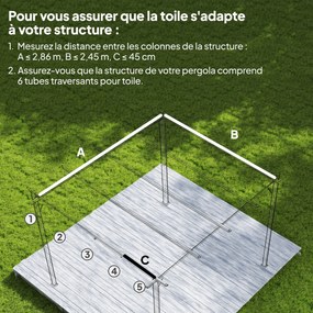 Lona de substituição para pérgula de 3 x 2 m ( NÃO INCLUIDA) cinzento escuro
