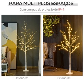 Outsunny Árvore de Bétula 150cm de Altura com 210 Luzes LED em Branco