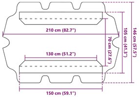 Toldo suplente p/ baloiço de jardim 150/130x105/70 cm creme