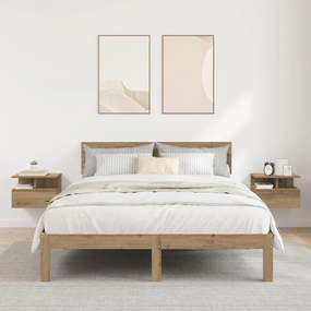 Criados-Mudos Flutuantes 2 pcs Carvalho Artesanal 40x31x27 cm Madeira