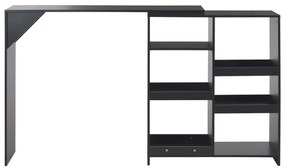 Mesa de bar com prateleira movível preto 138x39x110 cm